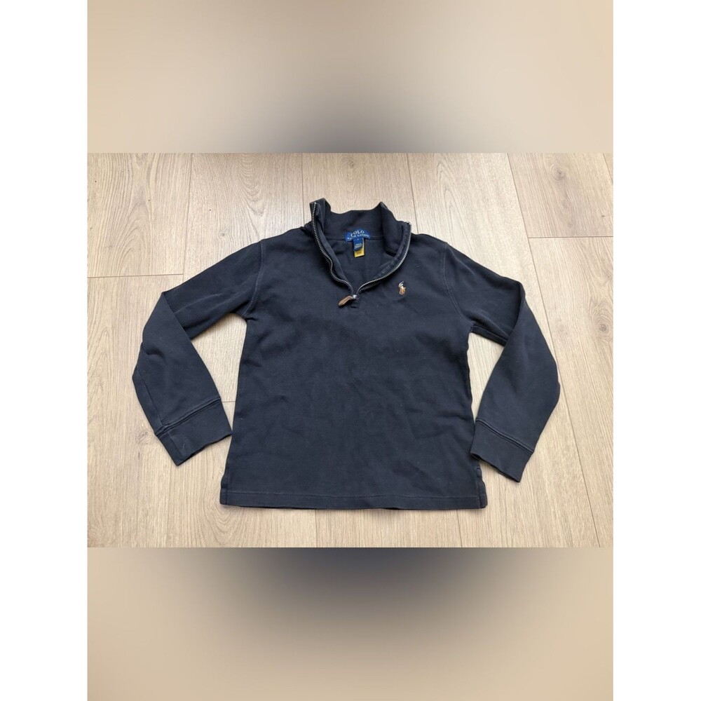 Polo by Ralph Lauren Boy’s Black Quarter-Zip Cotton Sweater size 7